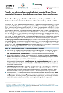 Fazit der Online-Befragung der Wissenschaftseinrichtungen: Ergebnisse aus drei Befragungen im Pilotprojekt „IP-Transfer 3.0“